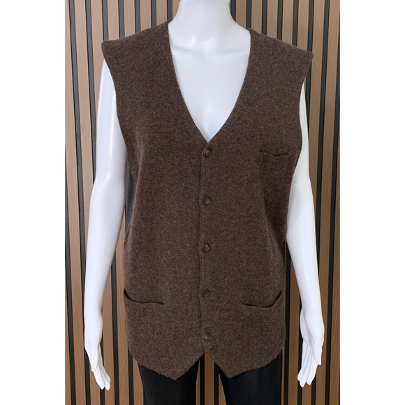 Jos. A. Bank Reserve Men's Wool Blend Button Front Sweater Vest Brown Grey Large